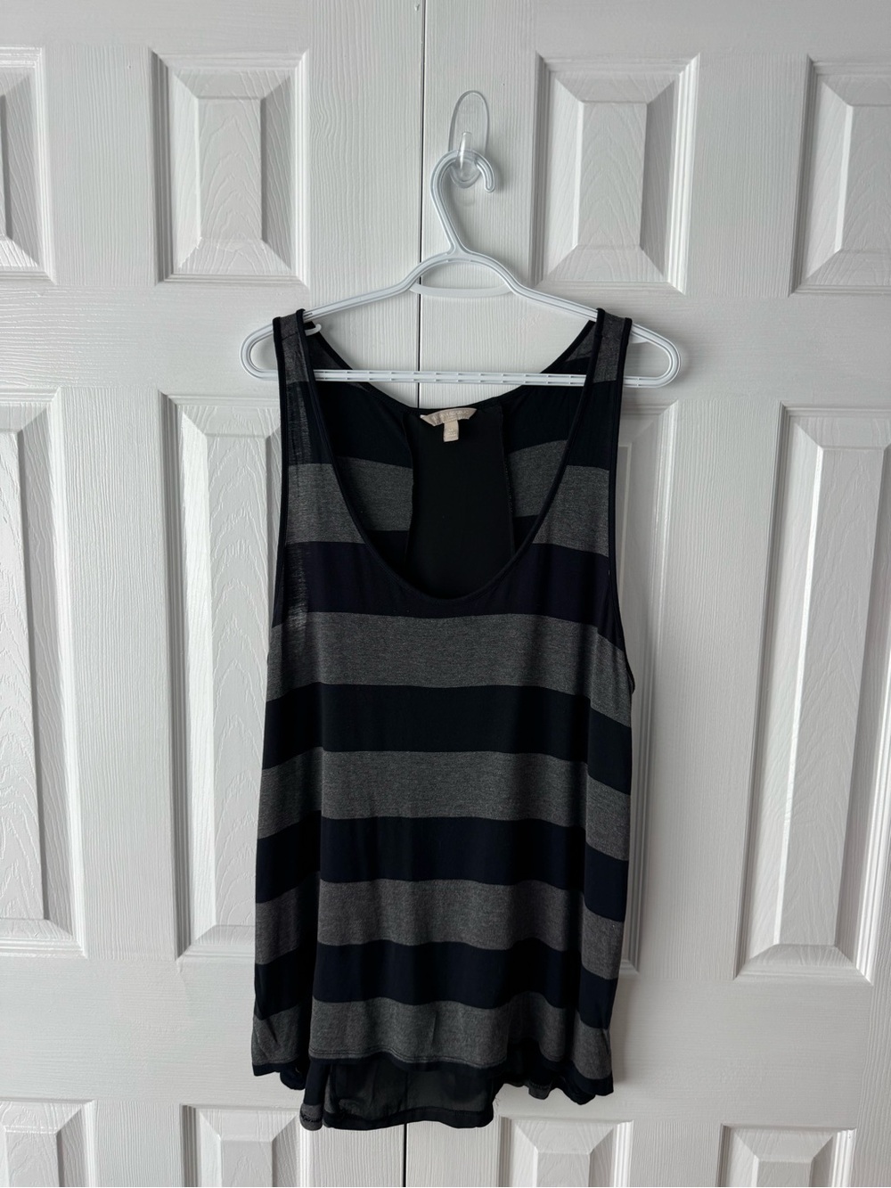 Banana Republic Tank Top Charcoal Grey Black Striped Layering XL - Picture 6 of 6